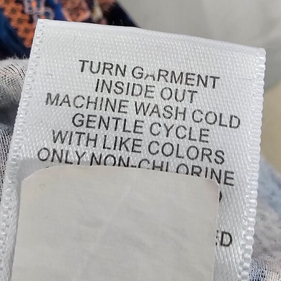 One World Dress Blue Peasant Hippie Patchwork Maxi Floral Boho 1X - Picture 9 of 10